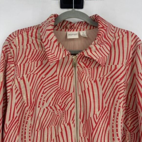 Chico’s Zenergy Neema Painterly Waves Full Zip Active Jacket Size 2 Large Red - Picture 8 of 14